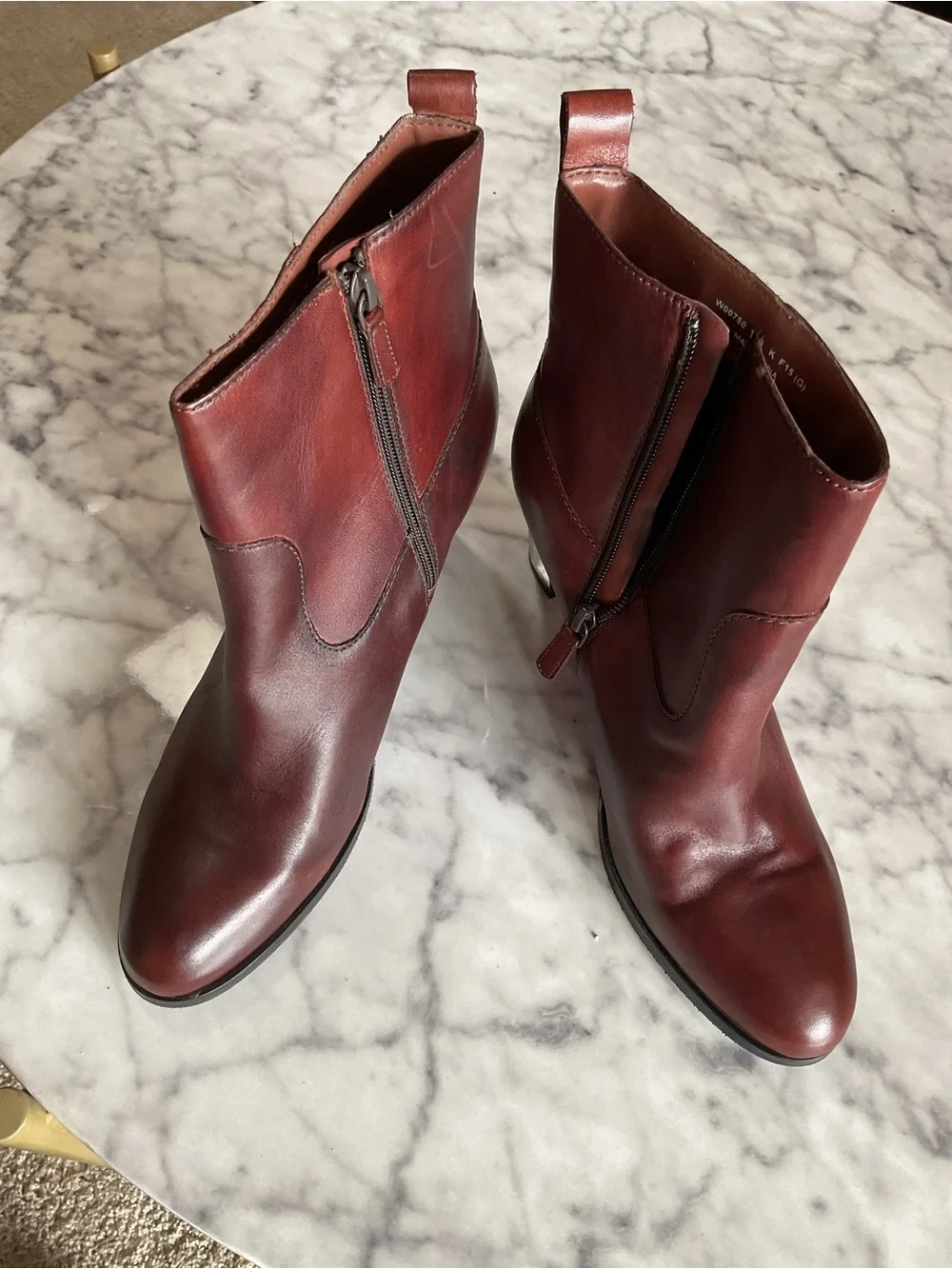 Cole Haan Burgundy Leather Ankle Booties with Side Zip
